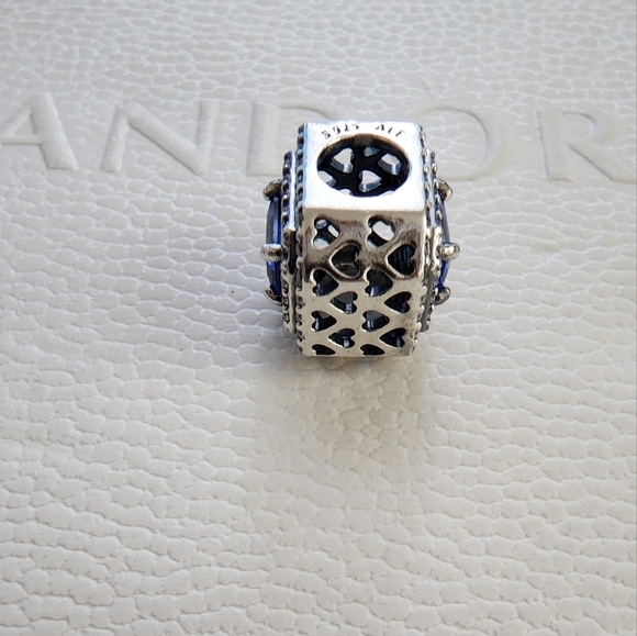Pandora Blue Sparkling Levelled Rectangular Charm - Picture 9 of 12